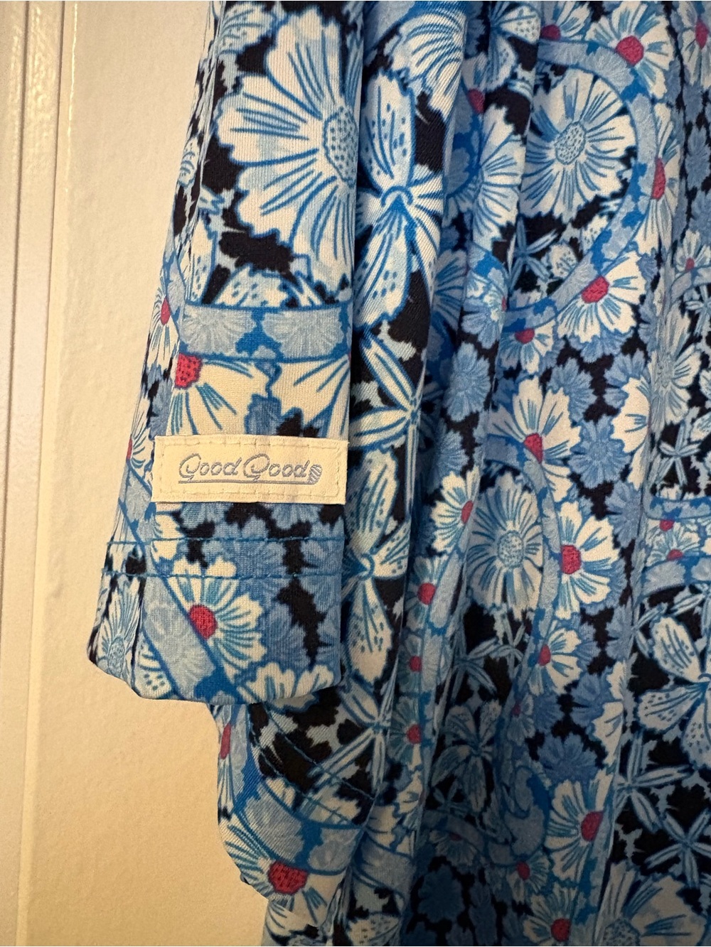 Light Blue Floral Performance Polo - Picture 3 of 5